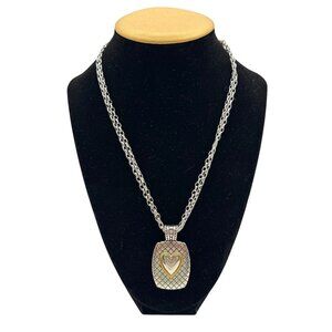 Brighton Reversible Double Face Silver/Gold Heart Pendant